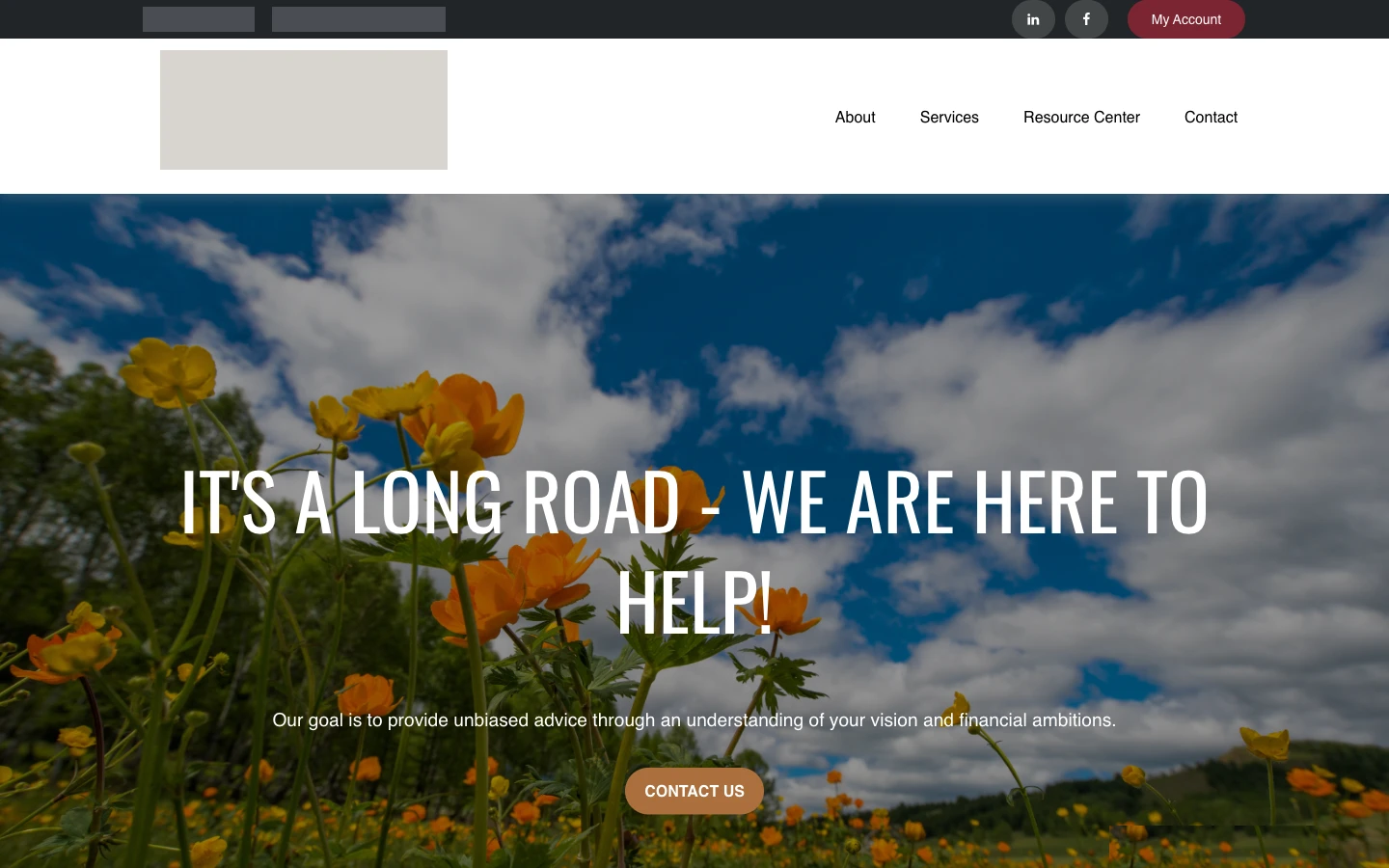 Advisor website hero, firm details masked